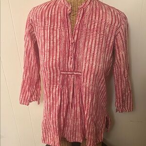 Red Pink White Patterned Tunic Top India